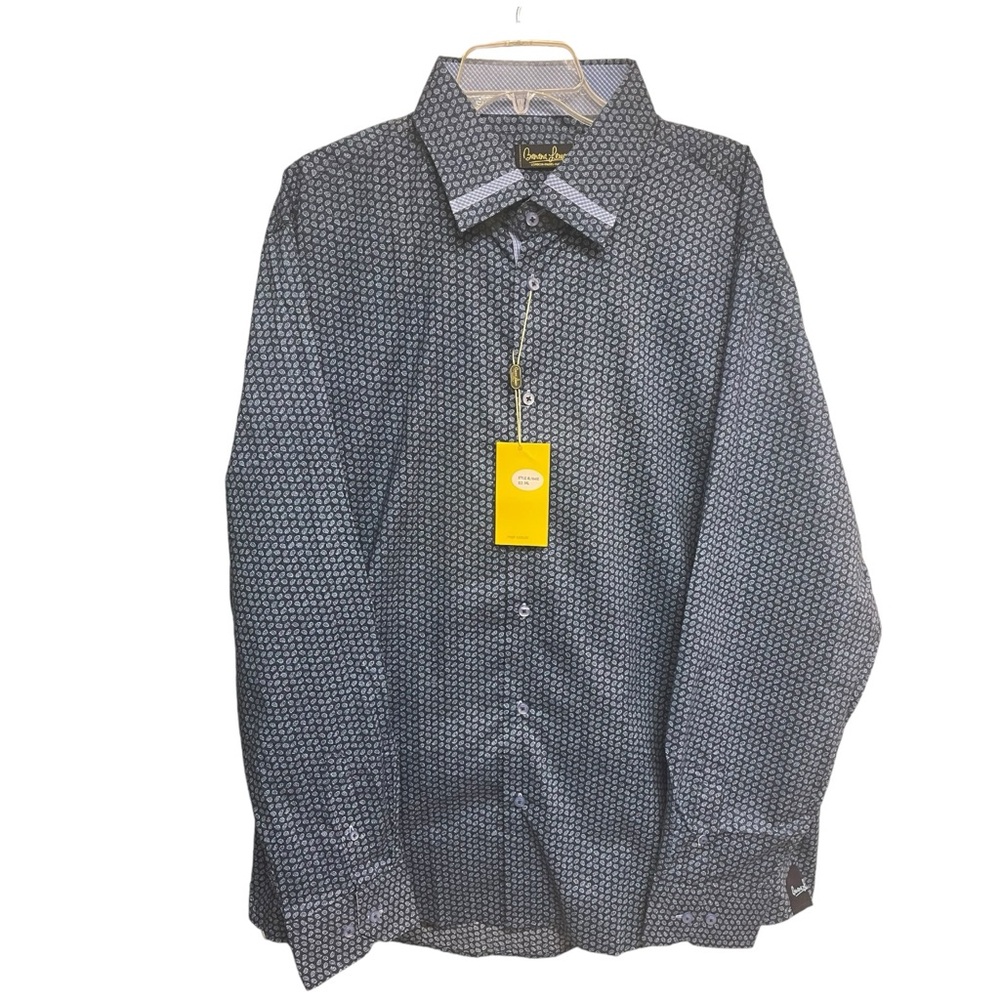 BANANA LEMON Men’s Shirt Contrast Cuff Metro Urban Dressy GQ Blue 3XL NWT